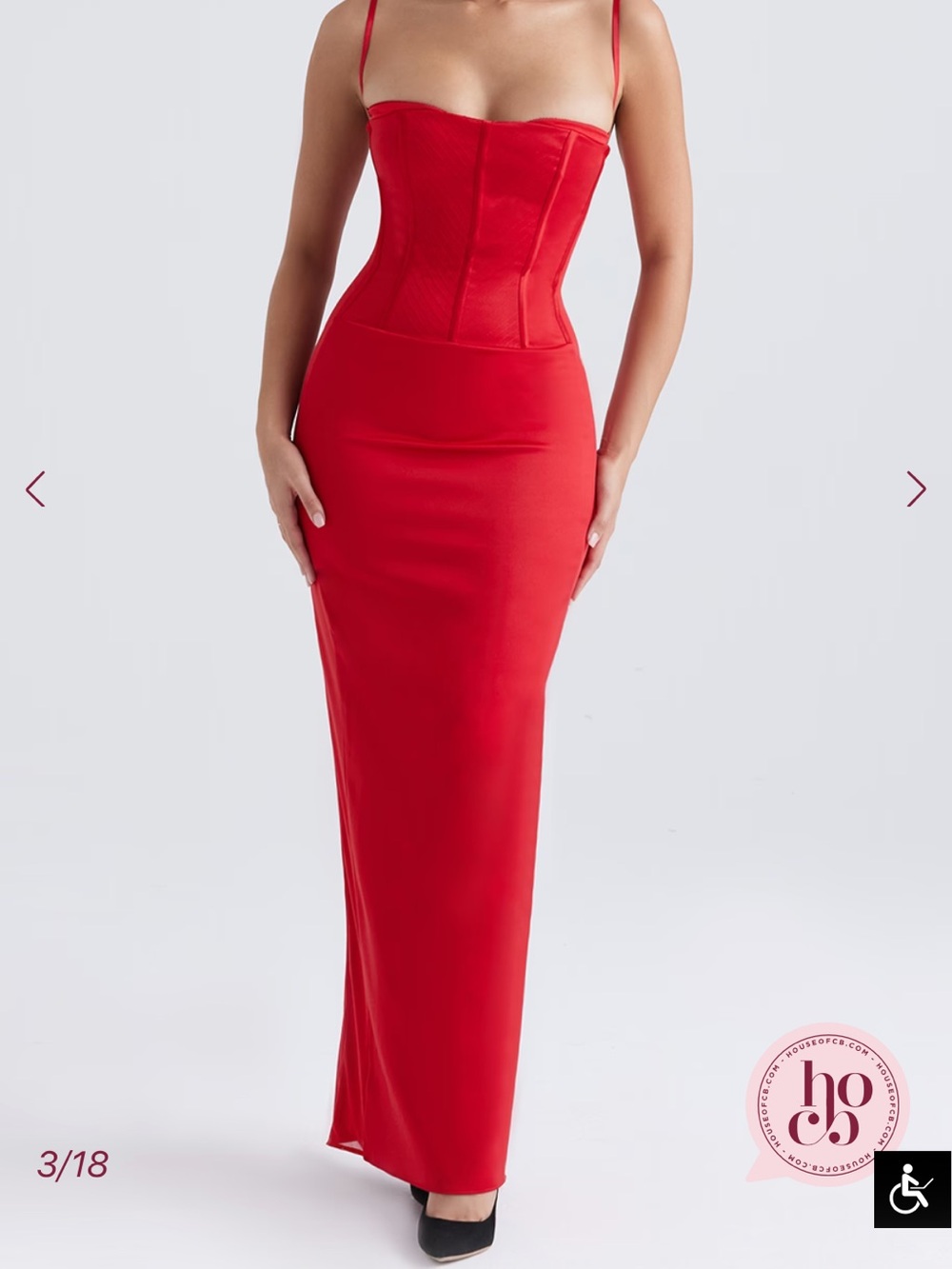 HOUSE OF CB Shani Red Satin Corset Maxi Dress Size M Plus Cup D-E Underwire Bra